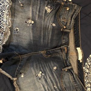 Denim “cutoffs” with flowers